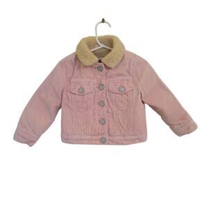 Baby Gap Toddler Girls Pink Corduroy Fleece Lined Jacket SZ 2T